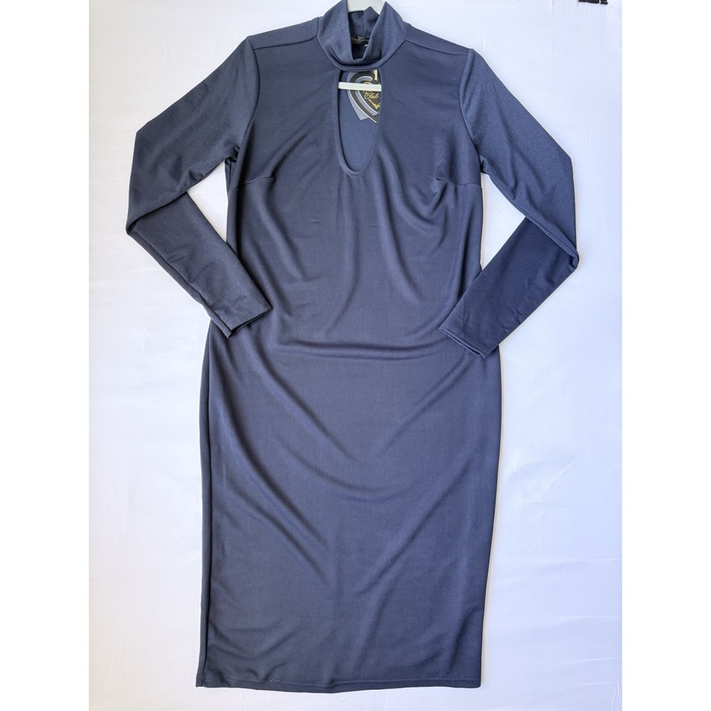 Club L Women's Size 18 Navy Blue Long Sleeve Keyhole Midi Dress NWT